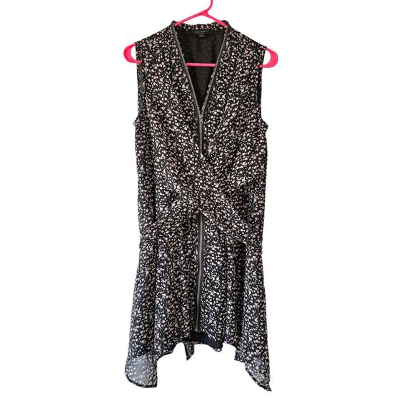 AllSaints Jayda Pepper Floral Zip Front Tie Back Mini Dress Size Medium - Picture 8 of 8